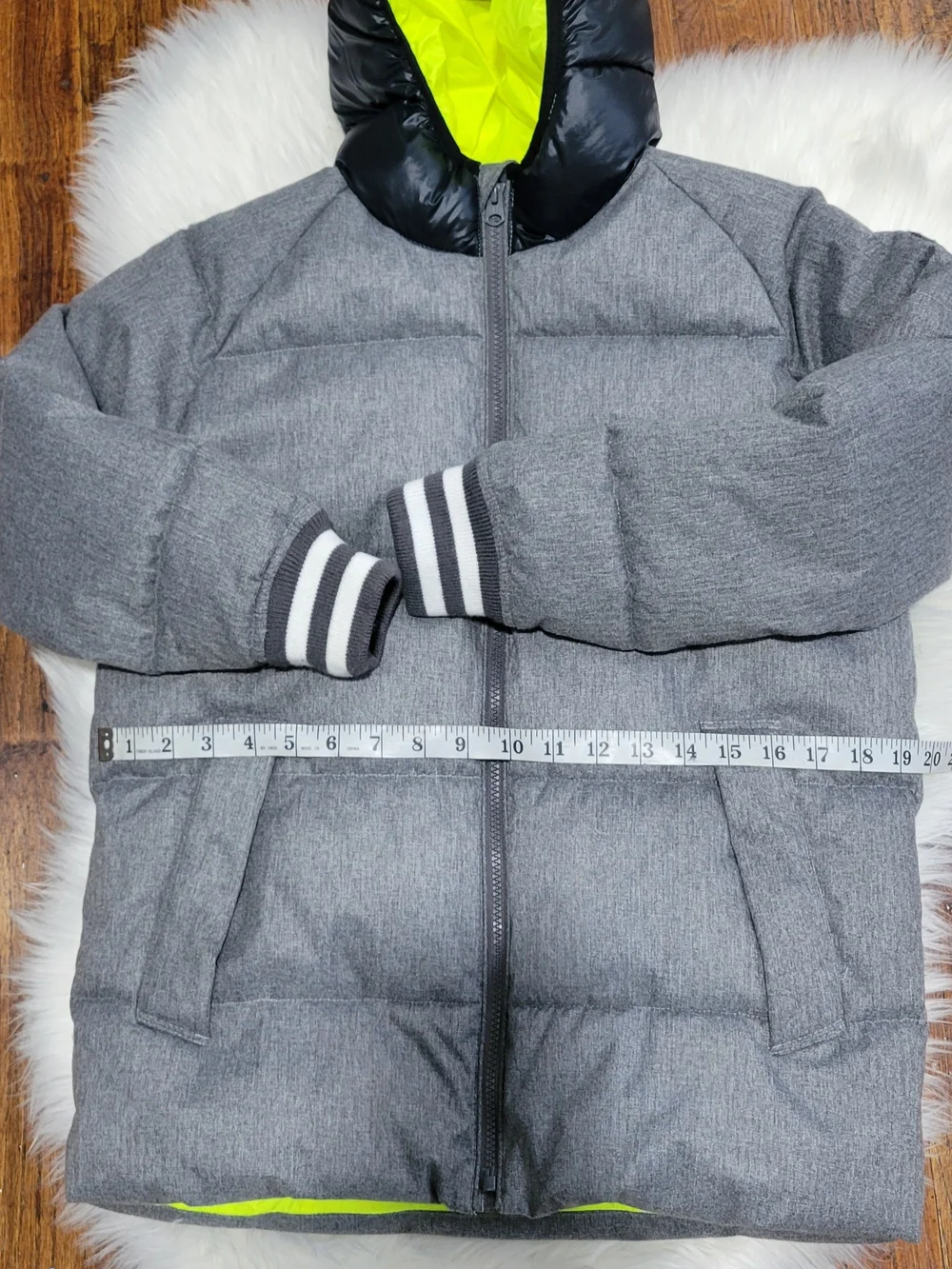 GAP Kids Heather Gray Jacket with Neon Lime Hood